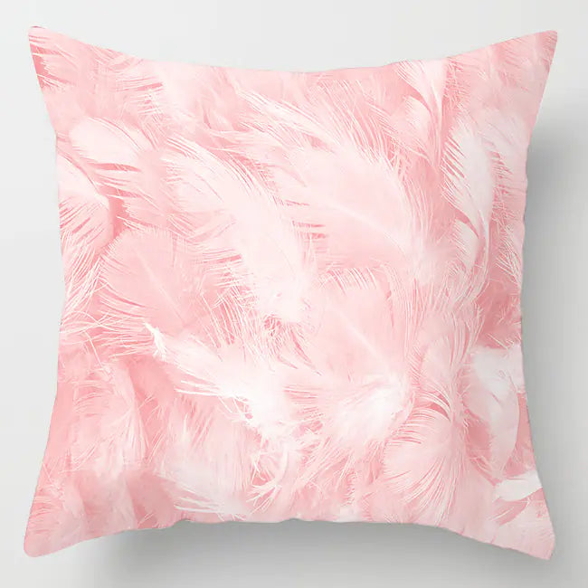 Ins Pink Feather Pillow Cover for Home Sofa Decor