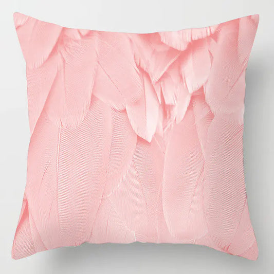 Ins Pink Feather Pillow Cover for Home Sofa Decor